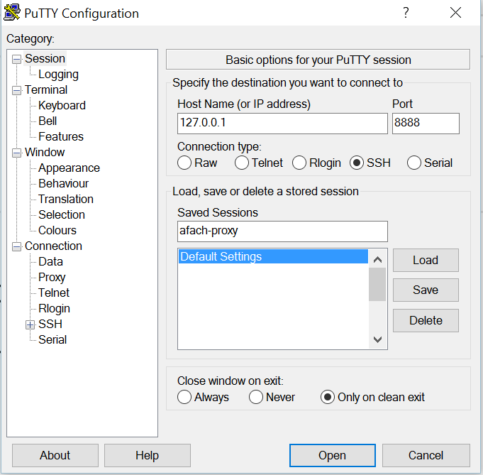 putty ssh tunnel proxy